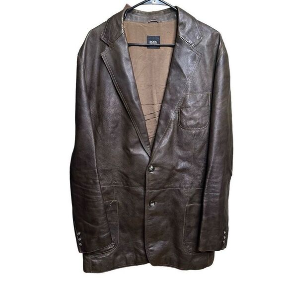 HUGO BOSS 100% Schweineleder Pigskin Cazer Jacket Walnut Brown - Picture 1 of 6